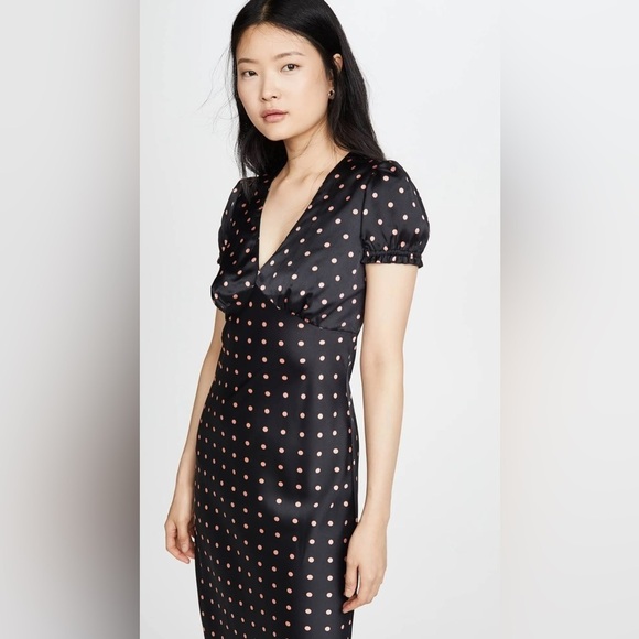 Isalis Satin Polka Dot Open Back Midi Dress - Picture 3 of 8